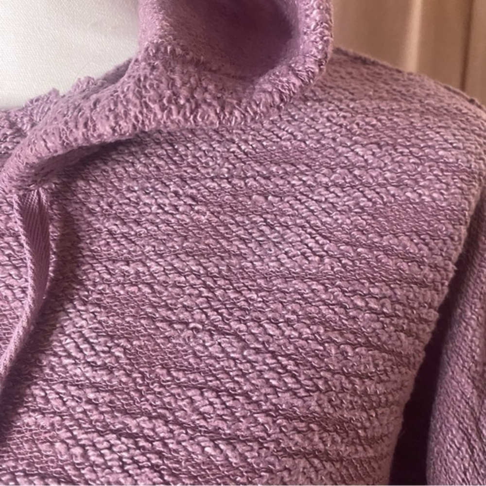 Altar'd State women's purple long sleeve knit hoodie shirt peplum raw edge hem L - Picture 3 of 6